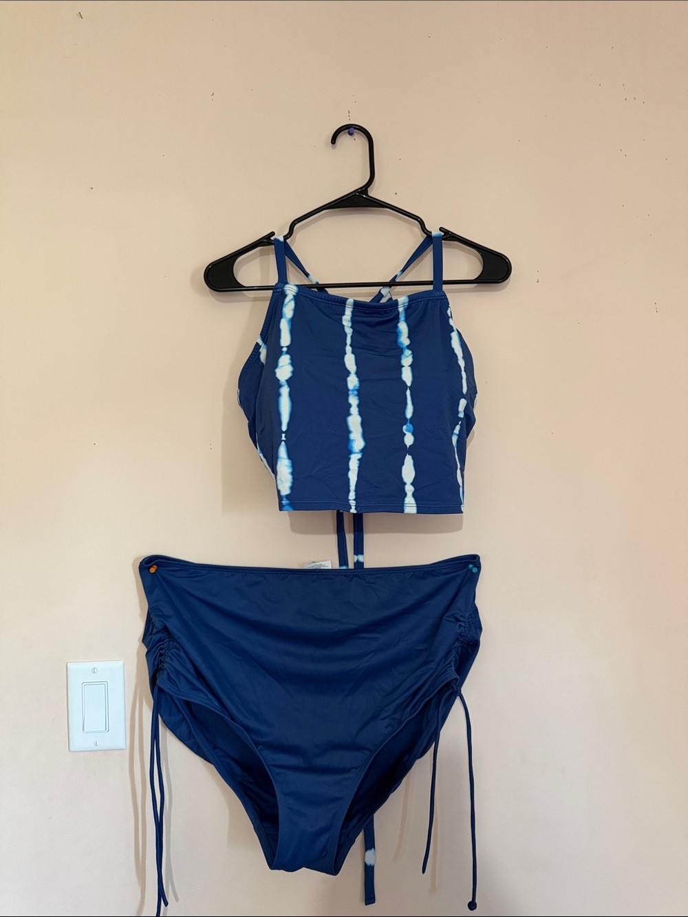 High-Neck Navy Tie-Dye Women’s Bikini Set